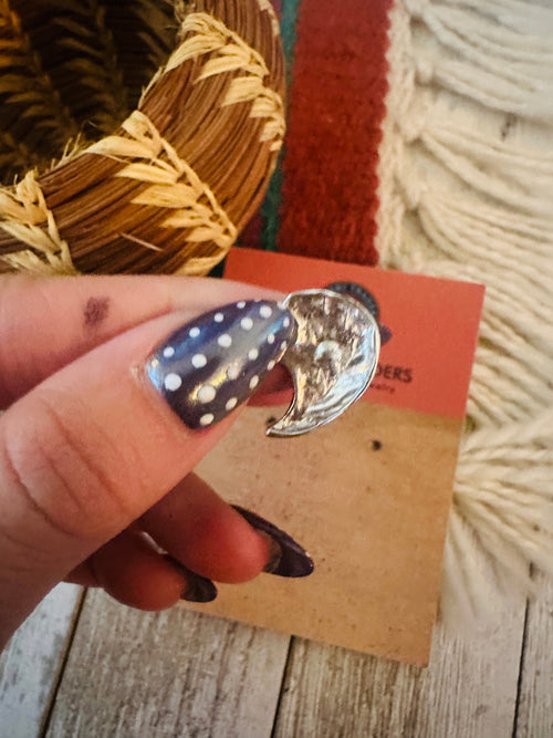 Handcrafted Old Pawn Sterling Silver Bear Paw Stud Earrings