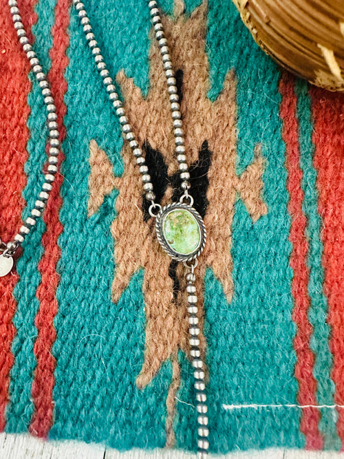 Navajo Sterling Silver & Sonoran Mountain Turquoise Beaded Necklace