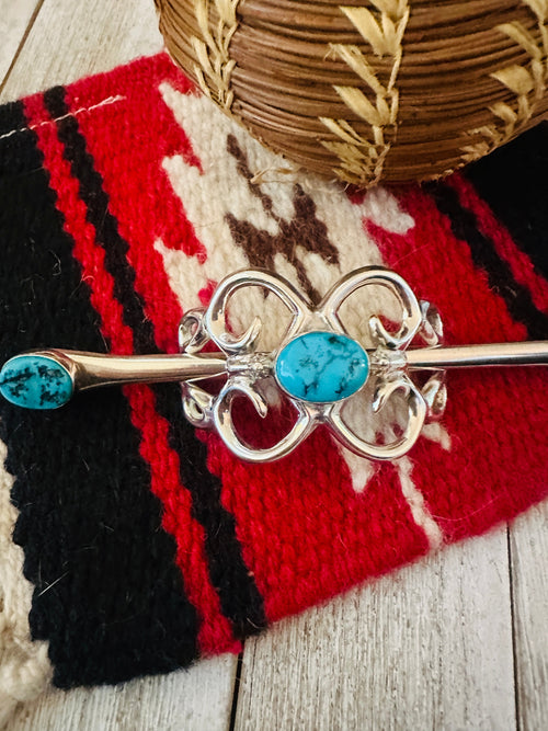Old Pawn Navajo Turquoise & Sterling Silver Hair Pin