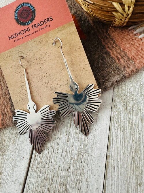 Old Pawn Navajo Sterling Silver Waterbird Dangle Earrings