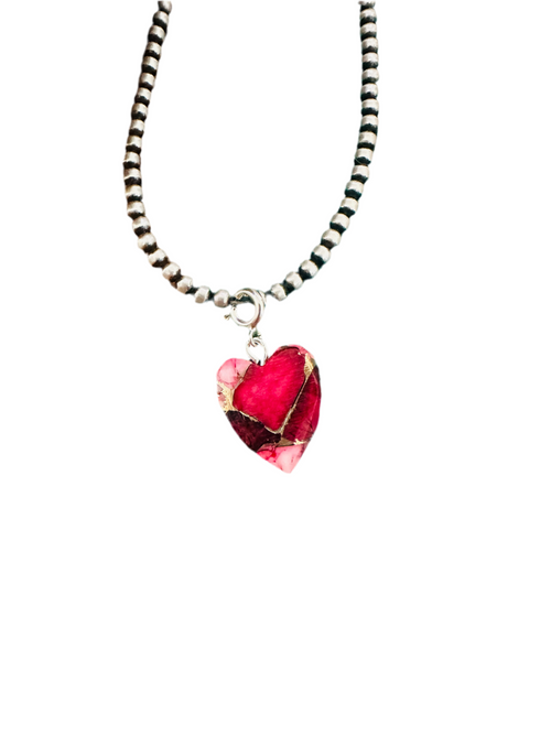 Navajo Hand Carved Rose Dahlia Heart Charm