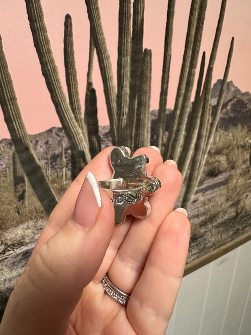 Handmade Sonoran Turquoise And Sterling Silver Adjustable Crescent Ring