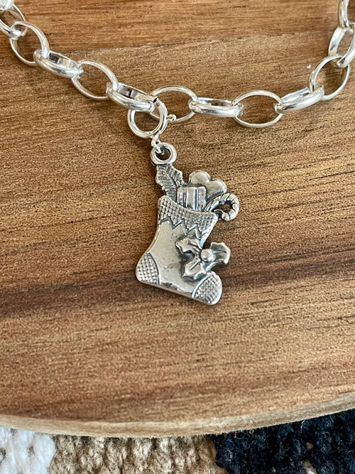 Native Handmade Sterling Silver CHRISTMAS STOCKING Charm