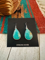 Navajo Turquoise & Sterling Silver Dangle Earrings Signed