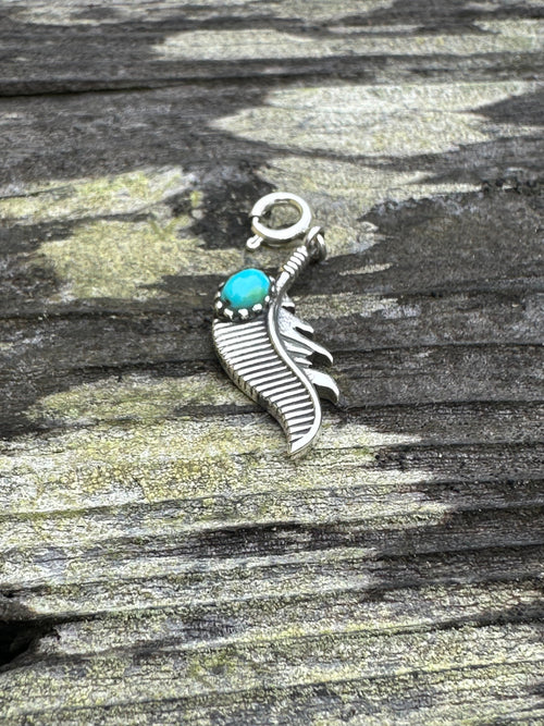 Sterling Silver and Turquoise Feather Charm