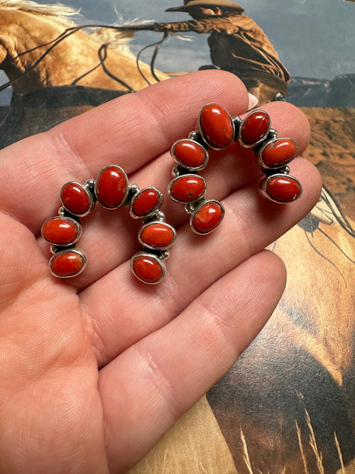 Handmade Sterling Silver Coral Post Naja Earrings