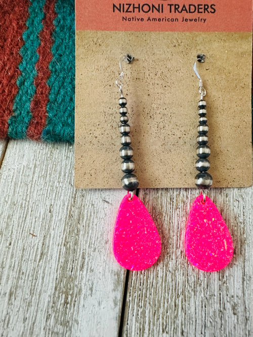 Summer Lovin’ Navajo Sterling Silver Pearl Beaded Opal Teardrop Dangle Earrings