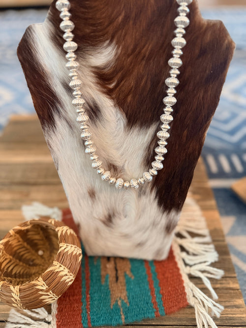Handcrafted Sterling Silver Melon Beaded 20” Necklace