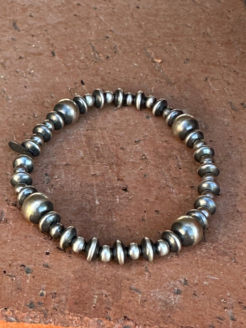 Handmade Sterling Silver 4mm-6mm Beaded Bracelet