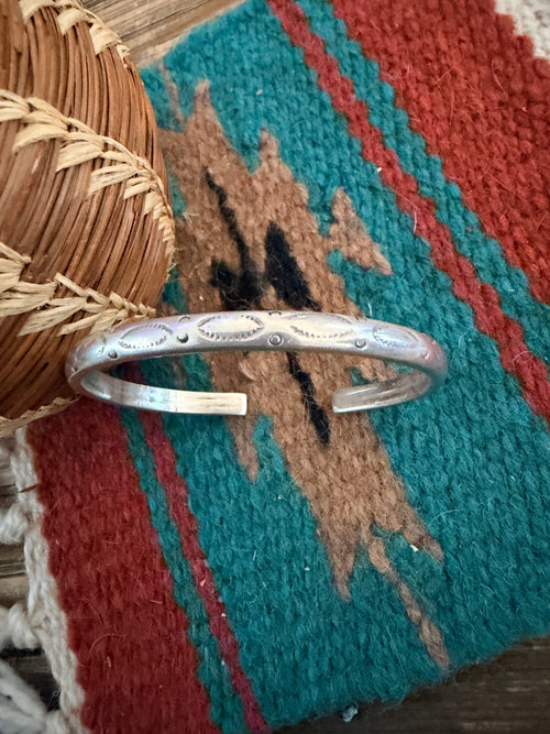 Handcrafted Old Pawn Sterling Silver Cuff Bracelet