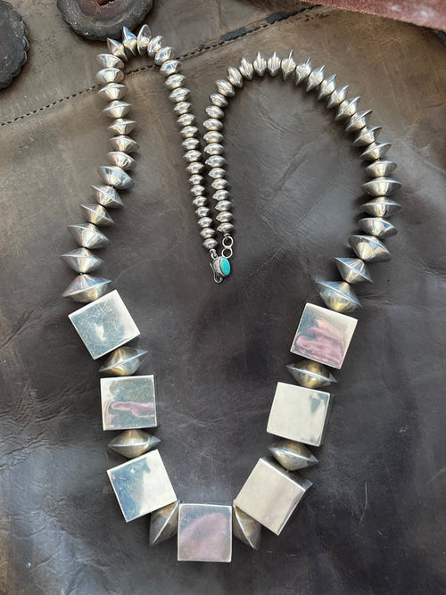 Estate Collection Vintage Sterling Silver Extra Chunky Geometric Beaded Necklace by Rainstar