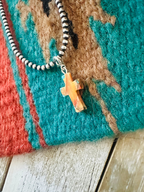Navajo Hand Carved Spice Cross Charm