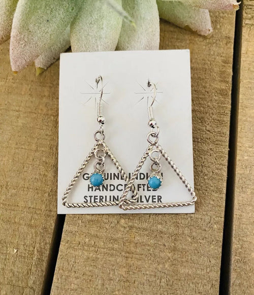 Navajo Turquoise & Sterling Silver Dangle Earrings