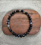 Black Banded Agate 4mm Beaded Stretch Bracelet