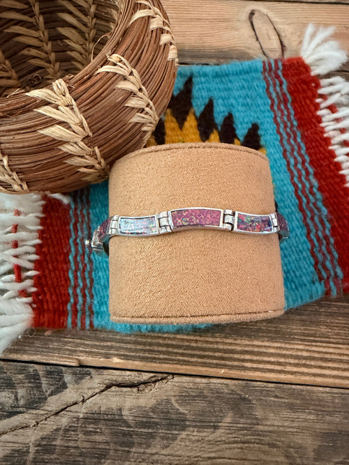 Handcrafted Old Pawn Sterling Silver & Opal Link Bracelet