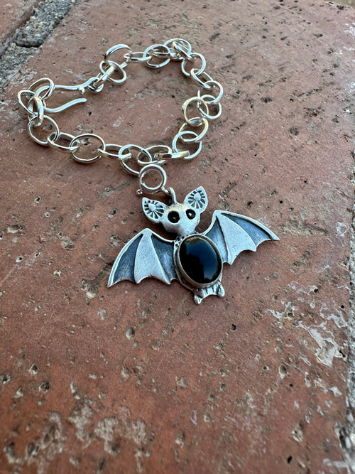 Halloween Collection Sterling Silver & Onyx Bat Charm