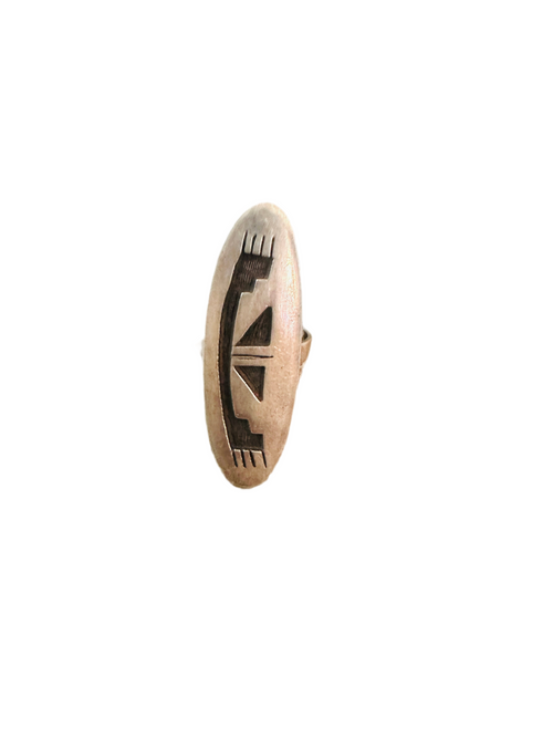 Old Pawn Hopi Sterling Silver Overlay  Ring size 9