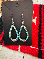 Handcrafted Turquoise & Sterling Silver Beaded Dangle Earrings