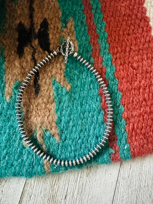 Navajo 3mm Saucer Sterling Silver Pearl Beaded Bracelet