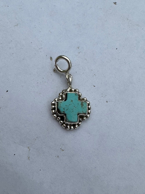 Sterling Silver and Turquoise Ball Cross Charm