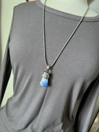Sterling Silver Gem Collector 30” + 2” Beaded Necklace w/ Sodalite & Rosette Pendant