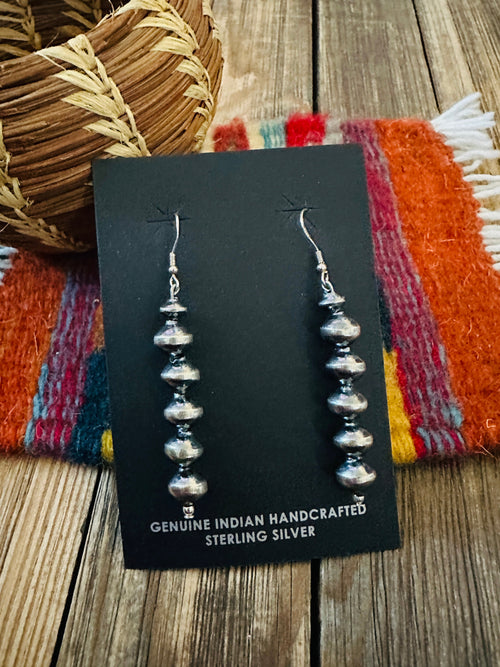 Handcrafted Sterling Silver Pearl Beaded Dangle Earrings