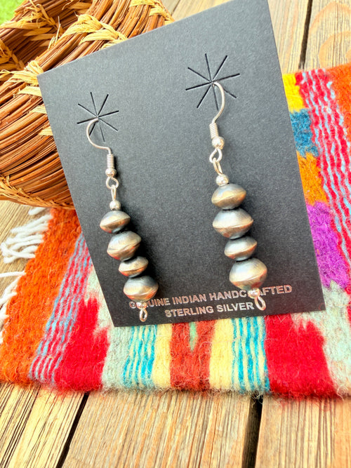 Handcrafted Sterling Silver Pearl Beaded Dangle Earrings