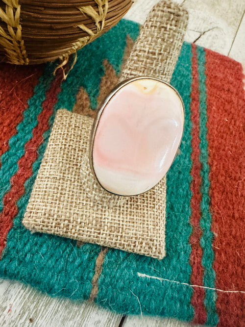 Old Pawn Navajo Sterling Silver & Queen Pink Ring Size 10.5