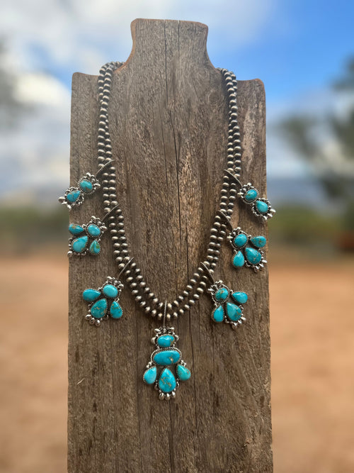 Taos Collection Handmade Sterling Silver & South Hill Sonoran Turquoise Necklace