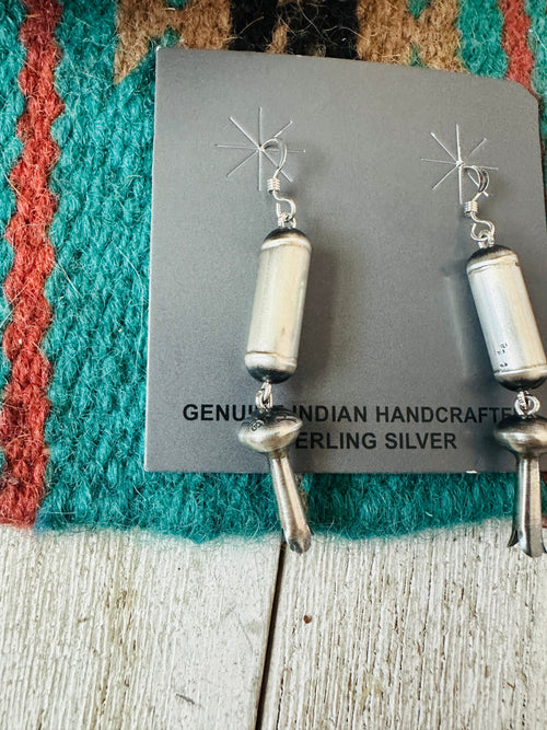 Navajo Sterling Silver Pearl Blossom Dangle Earrings