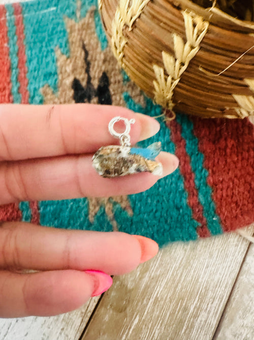 Navajo Hand Carved Blue Mojave Fish Charm