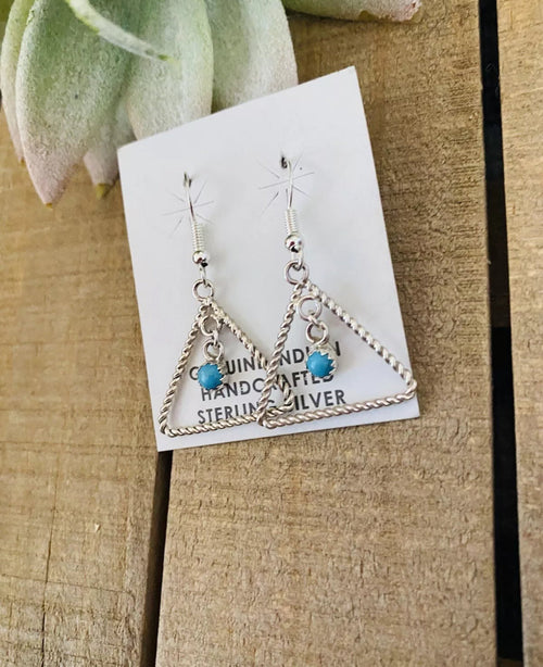 Navajo Turquoise & Sterling Silver Dangle Earrings