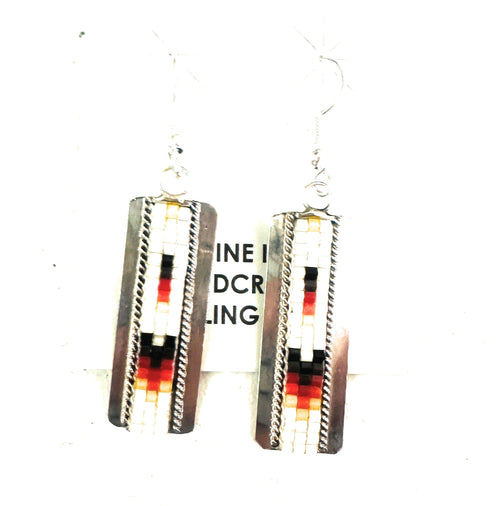 Navajo Handmade Multicolor Beaded Dangle Earrings