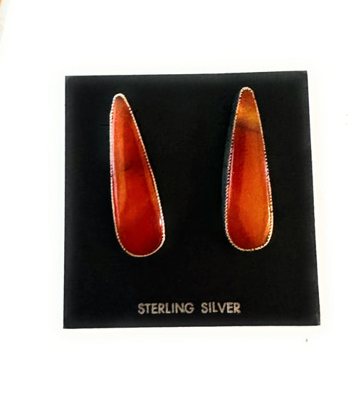 Navajo Jasper Sterling Silver Post Earrings Signed