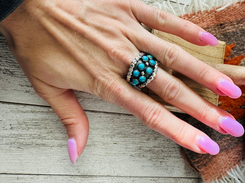 Navajo Turquoise & Sterling Silver Cigar Band Ring