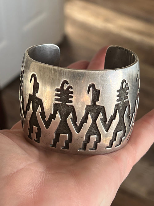 Vintage Sterling Silver Hopi Petroglyph Cuff