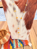 Handcrafted Spiny Oyster & Sterling Silver Pearl 20” Beaded Lariat Necklace