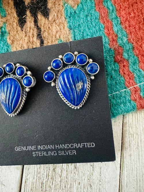 Handcrafted Old Pawn Sterling Silver & Lapis Clip On Earrings