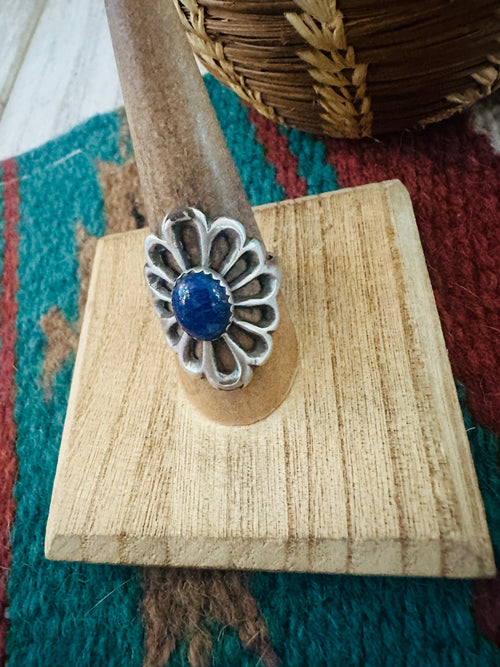 Navajo Sterling Silver & Lapis Flower Ring