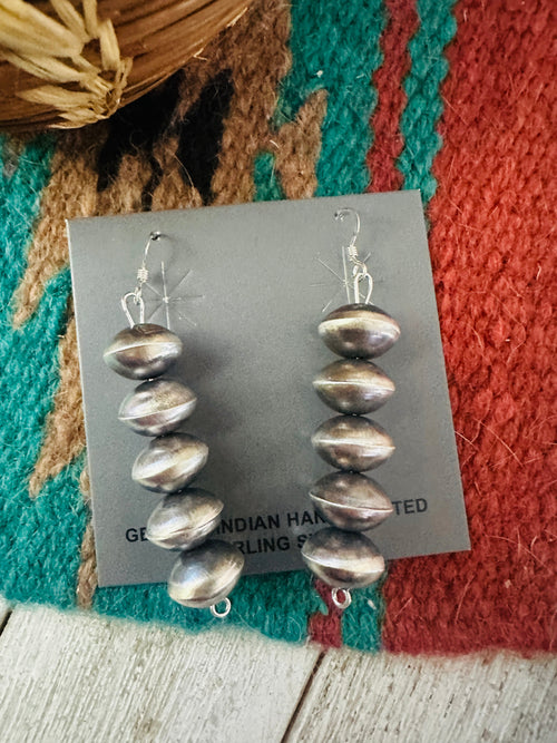 Navajo Sterling Silver Pearl Beaded Dangle Earrings