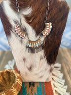 Old Pawn Handcrafted Sterling Silver and Multi Stone Inlay Necklace