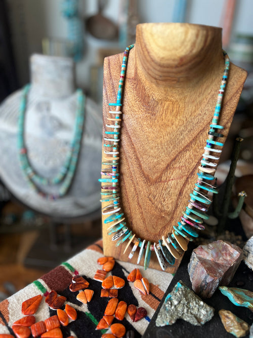 Ronald Chavez Handcrafted Multistone Heishi & Tab Beaded Santo Domingo Necklace