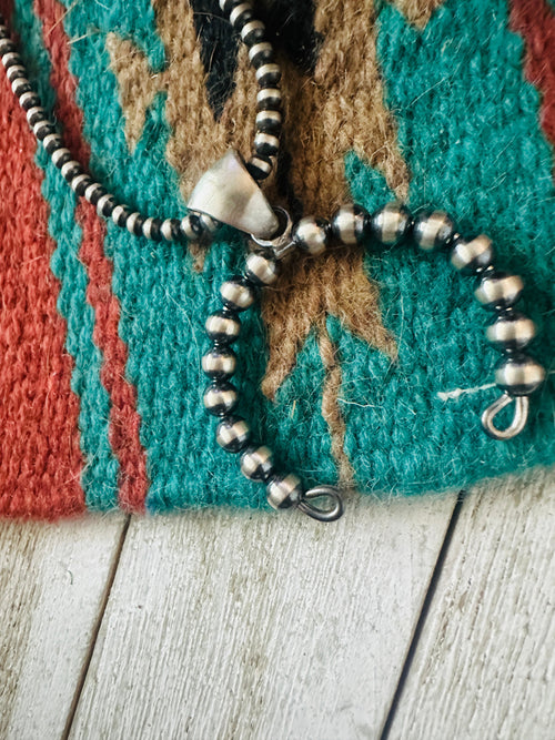 Navajo Sterling Silver Pearl Beaded Naja Pendant