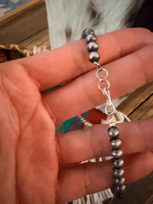 Handcrafted Turquoise & Sterling Silver Beaded Blossom Necklace