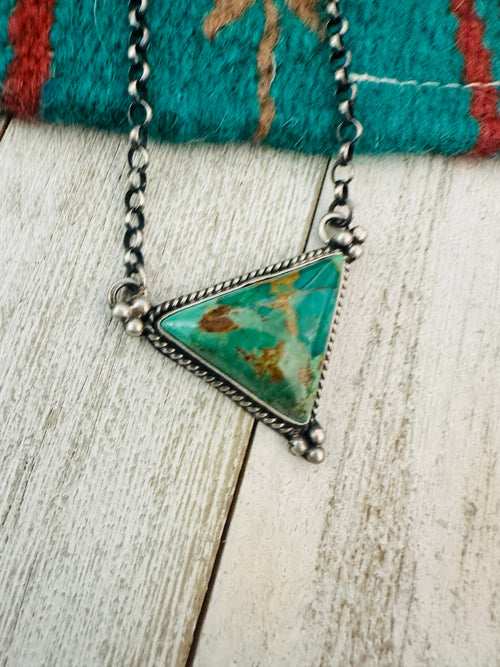 Navajo Sterling Silver & Royston Turquoise Triangle Necklace