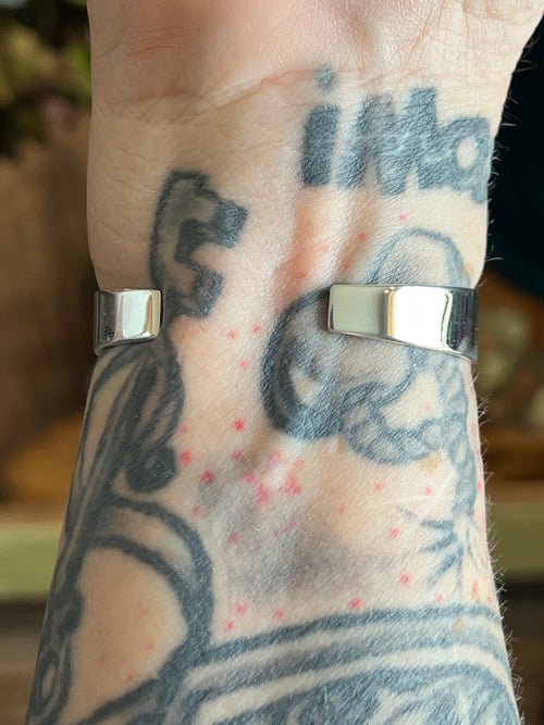 Navajo Made Sterling Silver Gems & Jewels Stacker Cuff Bracelet by Lucy Jake, Wider