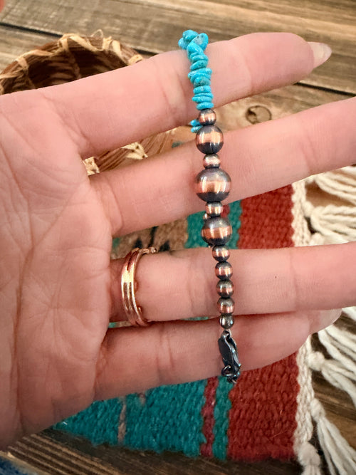 Handcrafted Turquoise & Copper Beaded Bracelet