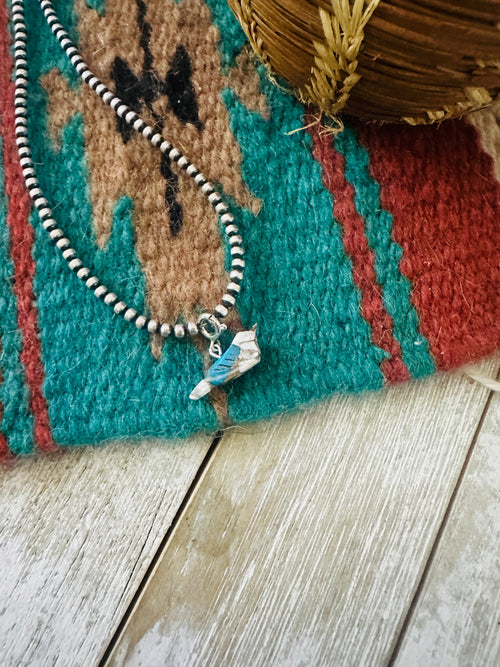 Navajo Hand Carved Blue Mojave Bird Charm