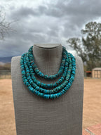 Navajo Kingman Turquoise & Sterling Silver 8mm Beaded Necklace