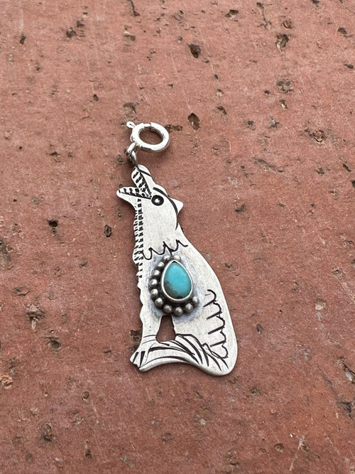 Sterling Silver Turquoise Coyote Charm